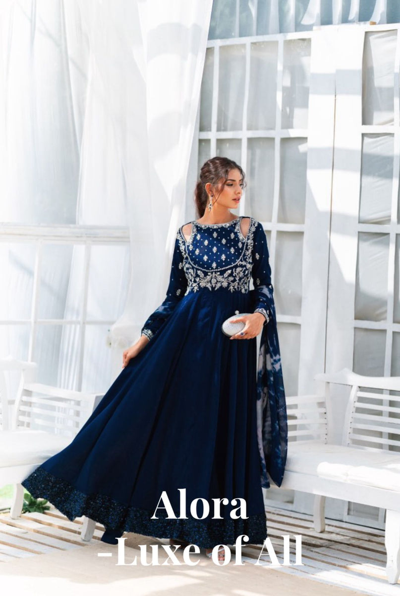 alora embroidered dress Anglaise Embroidered Long Sleeve Turtleneck Dress Navy main image 1